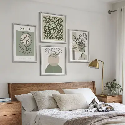 Geometrijski botanički uzorci set od 4 slike u okviru