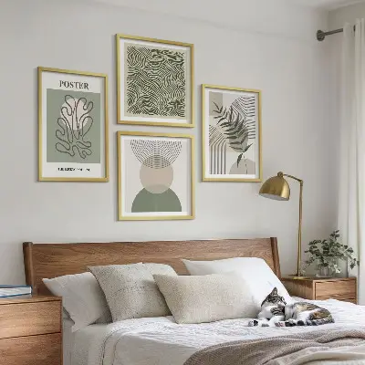 Geometrijski botanički uzorci set od 4 slike u okviru