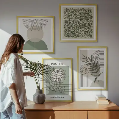 Geometrijski botanički uzorci set od 4 slike u okviru