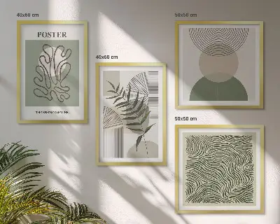 Geometrijski botanički uzorci set od 4 slike u okviru