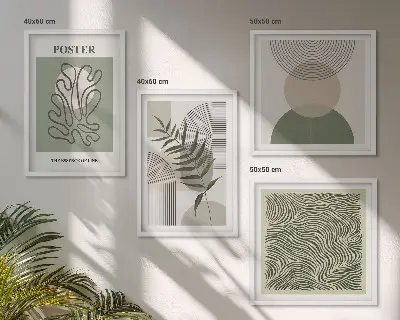 Geometrijski botanički uzorci set od 4 slike u okviru
