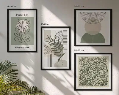 Geometrijski botanički uzorci set od 4 slike u okviru