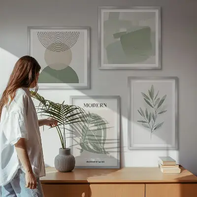 Dekorativni komplet slika za zid elegantna apstraktna biljna grafika