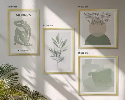 Dekorativni komplet slika za zid elegantna apstraktna biljna grafika