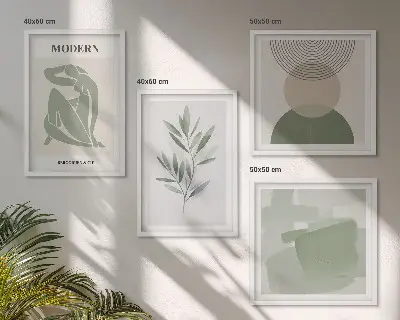 Dekorativni komplet slika za zid elegantna apstraktna biljna grafika