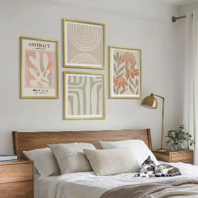 Komplet slika apstraktni oblici biljaka za spavaću sobu