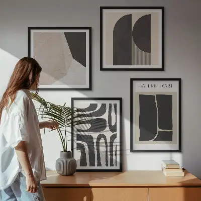 Apstraktni minimalistički posteri set od 4 slike u okviru