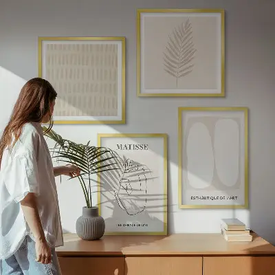 Komplet slika za spavaću sobu bež bijele linije oblika