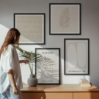 Komplet slika za spavaću sobu bež bijele linije oblika