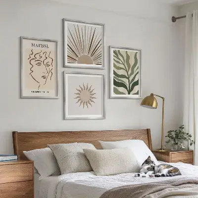 Komplet slika za spavaću sobu s motivom apstraktnih biljnih uzoraka