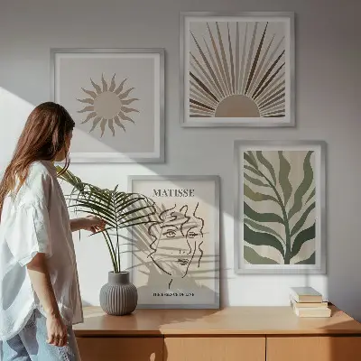 Komplet slika za spavaću sobu s motivom apstraktnih biljnih uzoraka