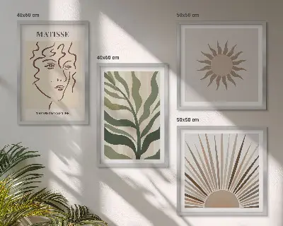 Komplet slika za spavaću sobu s motivom apstraktnih biljnih uzoraka