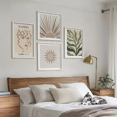 Komplet slika za spavaću sobu s motivom apstraktnih biljnih uzoraka
