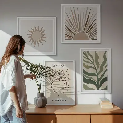 Komplet slika za spavaću sobu s motivom apstraktnih biljnih uzoraka