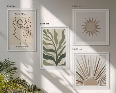 Komplet slika za spavaću sobu s motivom apstraktnih biljnih uzoraka