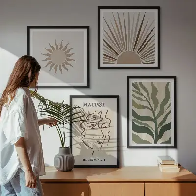 Komplet slika za spavaću sobu s motivom apstraktnih biljnih uzoraka