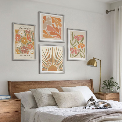 Set 4 slike u okviru Pastelno sunčano cvijeće