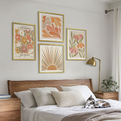 Set 4 slike u okviru Pastelno sunčano cvijeće
