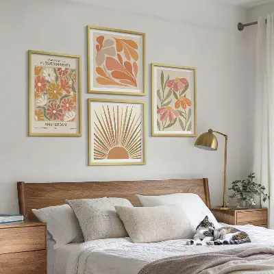 Set 4 slike u okviru Pastelno sunčano cvijeće set od 4 slike u okviru s motivom pastelno sunčanog cvijeća