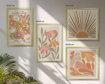 Set 4 slike u okviru Pastelno sunčano cvijeće set od 4 slike u okviru s motivom pastelno sunčanog cvijeća