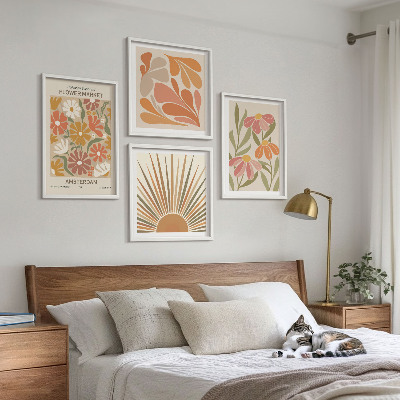 Set 4 slike u okviru Pastelno sunčano cvijeće