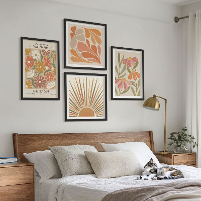 Set 4 slike u okviru Pastelno sunčano cvijeće