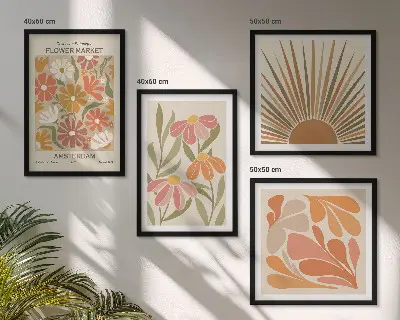 Set 4 slike u okviru Pastelno sunčano cvijeće set od 4 slike u okviru s motivom pastelno sunčanog cvijeća