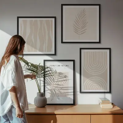 Apstraktni boho ukrasi dekorativni komplet slika za zid