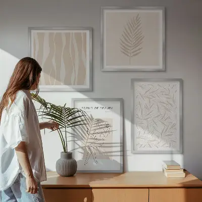 Set od 4 slike u okviru minimalistički biljni motivi
