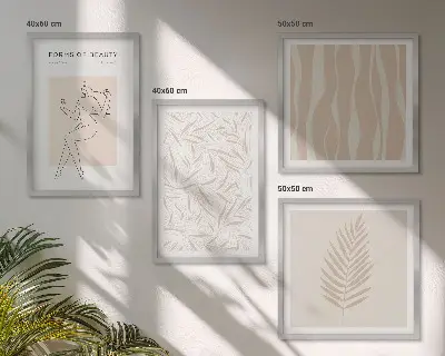 Set od 4 slike u okviru minimalistički biljni motivi