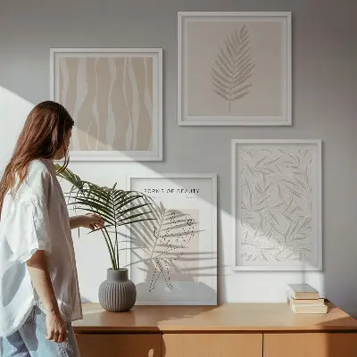Set od 4 slike u okviru minimalistički biljni motivi