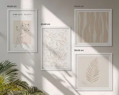 Set od 4 slike u okviru minimalistički biljni motivi