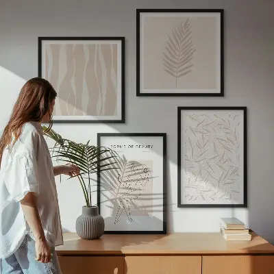 Set od 4 slike u okviru minimalistički biljni motivi