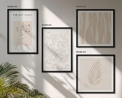 Set od 4 slike u okviru minimalistički biljni motivi