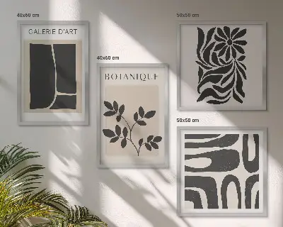 Komplet slika za spavaću sobu s motivom apstraktnih biljnih uzoraka