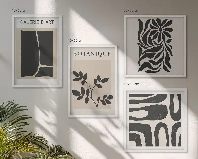 Komplet slika za spavaću sobu s motivom apstraktnih biljnih uzoraka