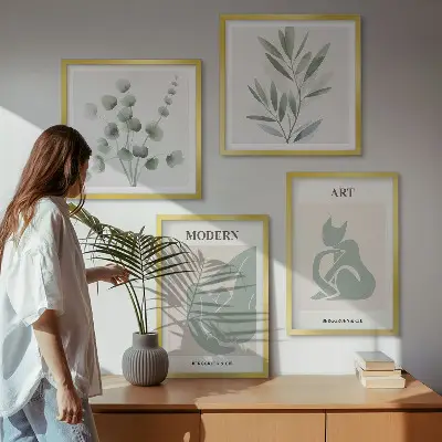 Komplet slika za spavaću sobu biljni motivi u nježnoj zelenoj boji