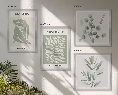 Set od 4 slike u okviru Matisse boho biljke dizajn s motivom biljaka