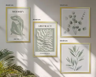 Set od 4 slike u okviru Matisse boho biljke dizajn s motivom biljaka