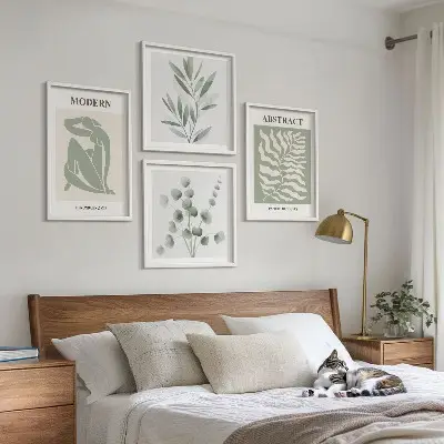 Set od 4 slike u okviru Matisse boho biljke dizajn s motivom biljaka