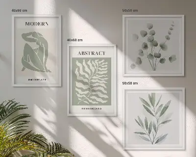 Set od 4 slike u okviru Matisse boho biljke dizajn s motivom biljaka