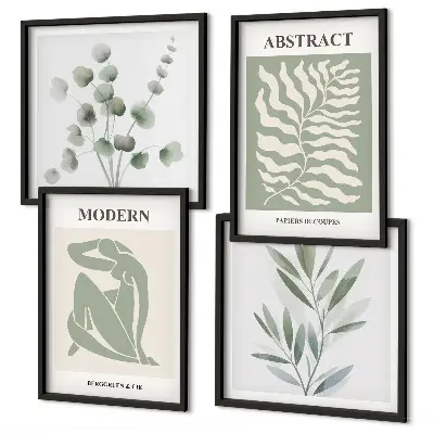 Set od 4 slike u okviru Matisse boho biljke dizajn s motivom biljaka