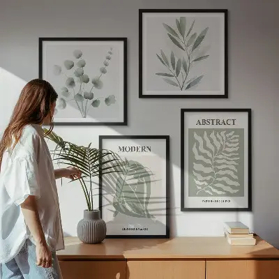 Set od 4 slike u okviru Matisse boho biljke dizajn s motivom biljaka
