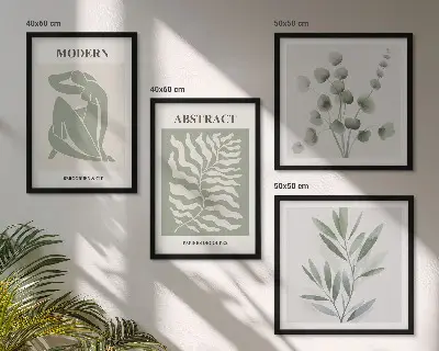 Set od 4 slike u okviru Matisse boho biljke dizajn s motivom biljaka