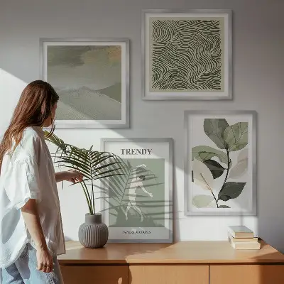 Komplet slika za spavaću sobu s motivom apstraktnih biljnih uzoraka