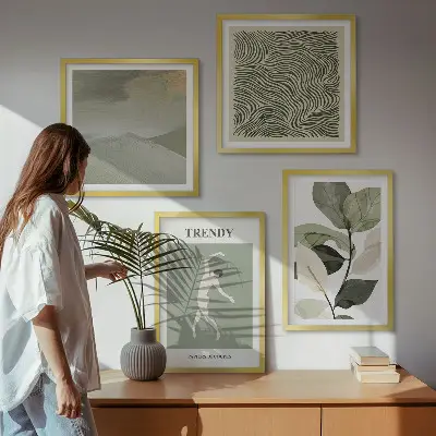 Komplet slika za spavaću sobu s motivom apstraktnih biljnih uzoraka