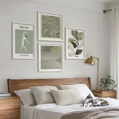 Komplet slika za spavaću sobu s motivom apstraktnih biljnih uzoraka