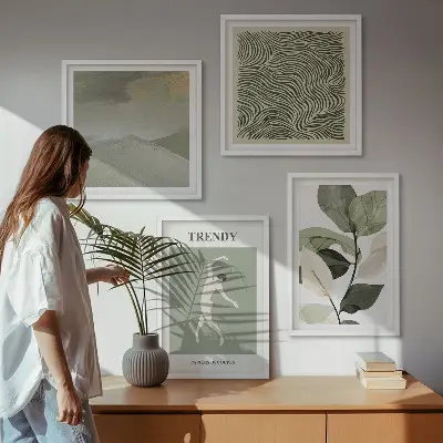 Komplet slika za spavaću sobu s motivom apstraktnih biljnih uzoraka