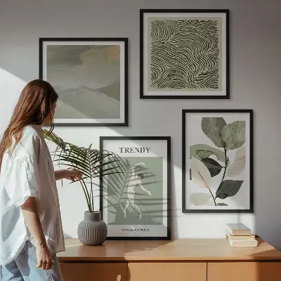 Komplet slika za spavaću sobu s motivom apstraktnih biljnih uzoraka