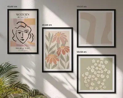 Moderna apstraktna žena set od 4 slike u okviru